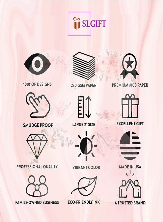 SLGIFT ملصقات فينيل دائرية بنقشة زهور من SLGIFT، ملصقات فينيل ذاتية اللصق، 40 قطعة، ملصق دائري 2 × 2 بوصة، 4 تصاميم فريدة، R117 - Image 5